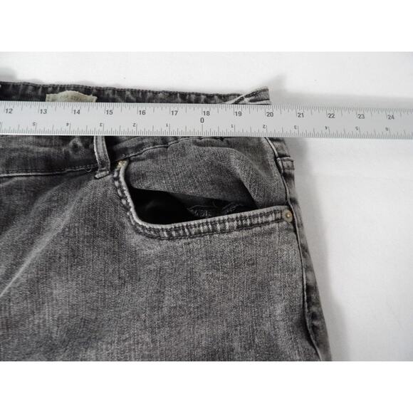 Logo Lori Goldstein 24W Cropped Jeans Mid Rise Straight Acid Wash Black Raw Hem - Picture 12 of 14